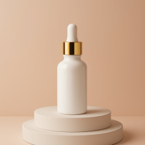 premium dropper white bottle with black cap