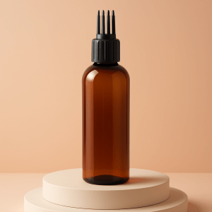 brown oil bottle with application bottle