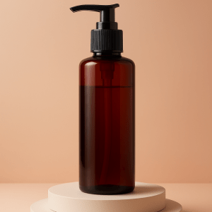 brown oil bottle with application bottle