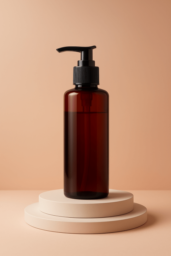 brown oil bottle with application bottle