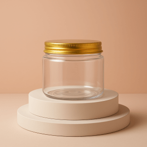 brown round bottle with black cap